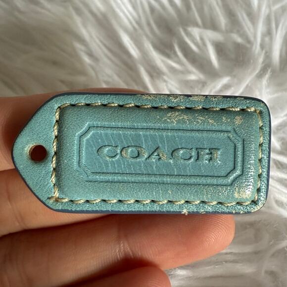 y2k 1.5" COACH Vintage blue Fob Bag Charm Hang tag Hangtag - Picture 1 of 2